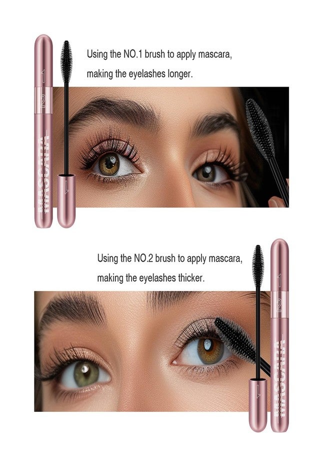 GHFCZOO 2Pcs 2 Step Lengthening & Volumizing Tubing Mascara, Smudge-Proof, Clump-Free, 2 in 1 Black Mascara For Natural Lengthening And Thickening Effect - Image 2